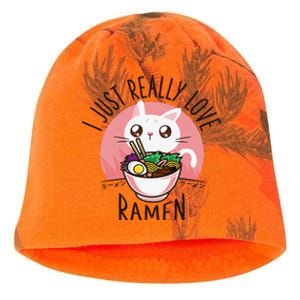 Anime Cat Love Ramen Japanese Noodles Kawaii Kati - Camo Knit Beanie