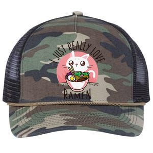 Anime Cat Love Ramen Japanese Noodles Kawaii Retro Rope Trucker Hat Cap