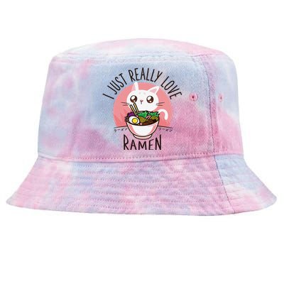 Anime Cat Love Ramen Japanese Noodles Kawaii Tie-Dyed Bucket Hat