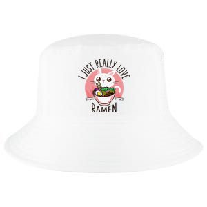 Anime Cat Love Ramen Japanese Noodles Kawaii Cool Comfort Performance Bucket Hat