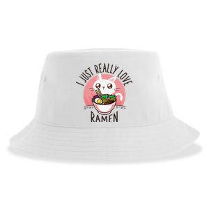 Anime Cat Love Ramen Japanese Noodles Kawaii Sustainable Bucket Hat