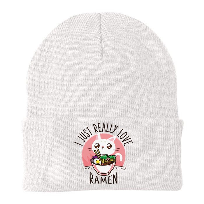 Anime Cat Love Ramen Japanese Noodles Kawaii Knit Cap Winter Beanie