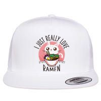 Anime Cat Love Ramen Japanese Noodles Kawaii Flat Bill Trucker Hat