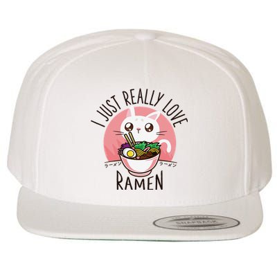 Anime Cat Love Ramen Japanese Noodles Kawaii Wool Snapback Cap