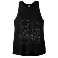 Astronomy Constellations Map, Stars Galaxy Celestial Ladies PosiCharge Tri-Blend Wicking Tank