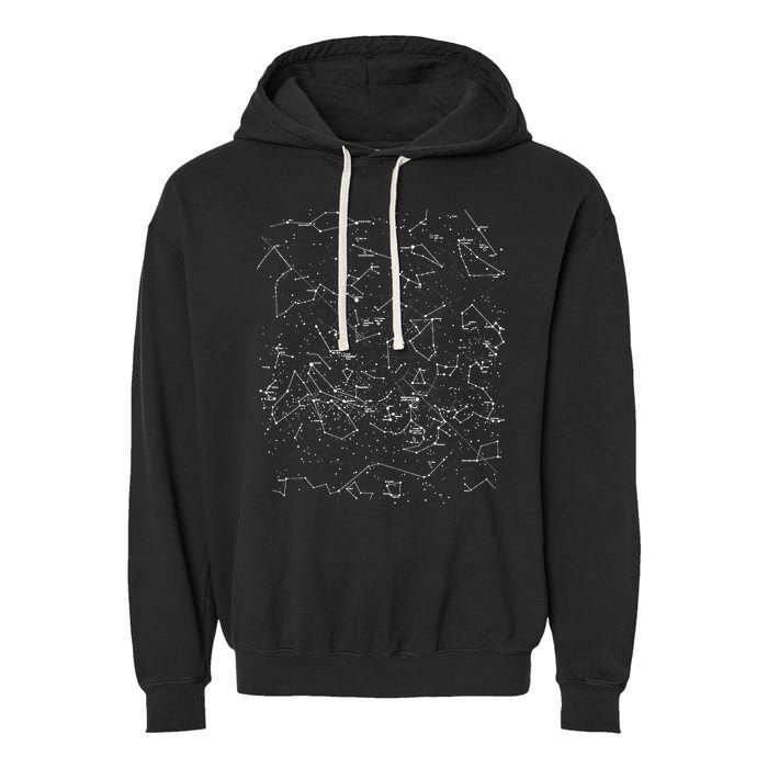 Astronomy Constellations Map, Stars Galaxy Celestial Garment-Dyed Fleece Hoodie