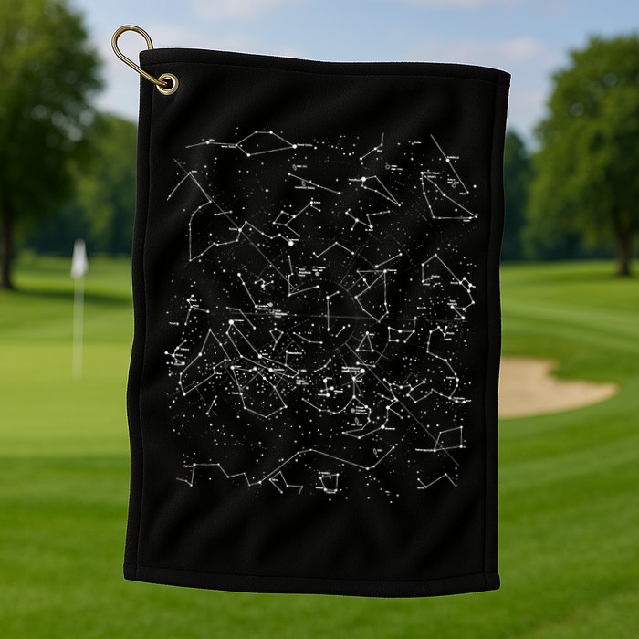 Astronomy Constellations Map, Stars Galaxy Celestial Golf Towel