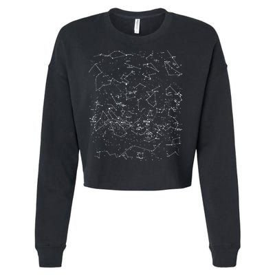 Astronomy Constellations Map, Stars Galaxy Celestial Cropped Pullover Crew