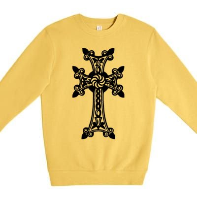 Arian Cross Meaningful Gift Aria Khachkar Meaningful Gift Cross Stone Symbol Mea Premium Crewneck Sweatshirt