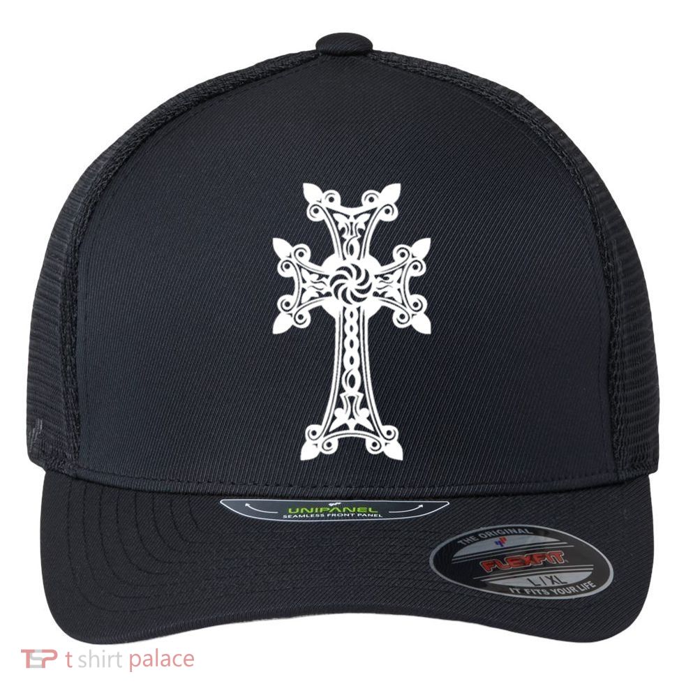 Arian Cross Meaningful Gift Aria Khachkar Meaningful Gift Cross Stone Symbol Mea Flexfit Unipanel Trucker Cap