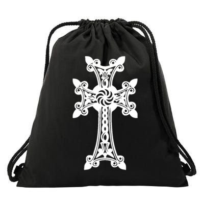 Arian Cross Meaningful Gift Aria Khachkar Meaningful Gift Cross Stone Symbol Mea Drawstring Bag