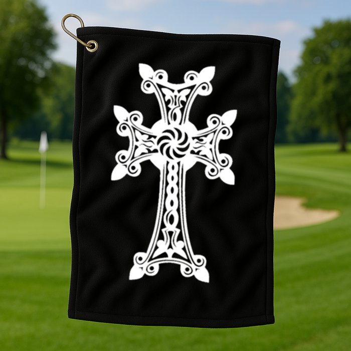Arian Cross Meaningful Gift Aria Khachkar Meaningful Gift Cross Stone Symbol Mea Golf Towel