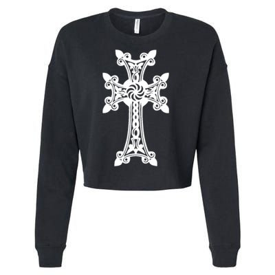 Arian Cross Meaningful Gift Aria Khachkar Meaningful Gift Cross Stone Symbol Mea Cropped Pullover Crew