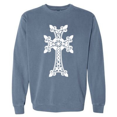 Arian Cross Meaningful Gift Aria Khachkar Meaningful Gift Cross Stone Symbol Mea Garment-Dyed Sweatshirt