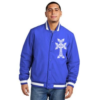 Arian Cross Meaningful Gift Aria Khachkar Meaningful Gift Cross Stone Symbol Mea Insulated Varsity Jacket