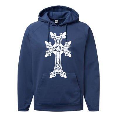 Arian Cross Meaningful Gift Aria Khachkar Meaningful Gift Cross Stone Symbol Mea Performance Fleece Hoodie