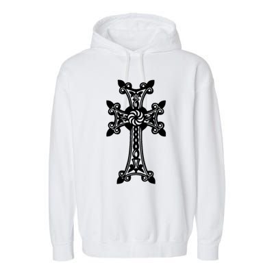 Arian Cross Meaningful Gift Aria Khachkar Meaningful Gift Cross Stone Symbol Mea Garment-Dyed Fleece Hoodie