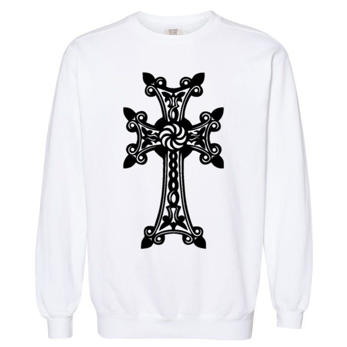 Arian Cross Meaningful Gift Aria Khachkar Meaningful Gift Cross Stone Symbol Mea Garment-Dyed Sweatshirt
