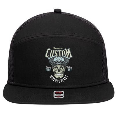 American Costume Motorcycles 7 Panel Mesh Trucker Snapback Hat