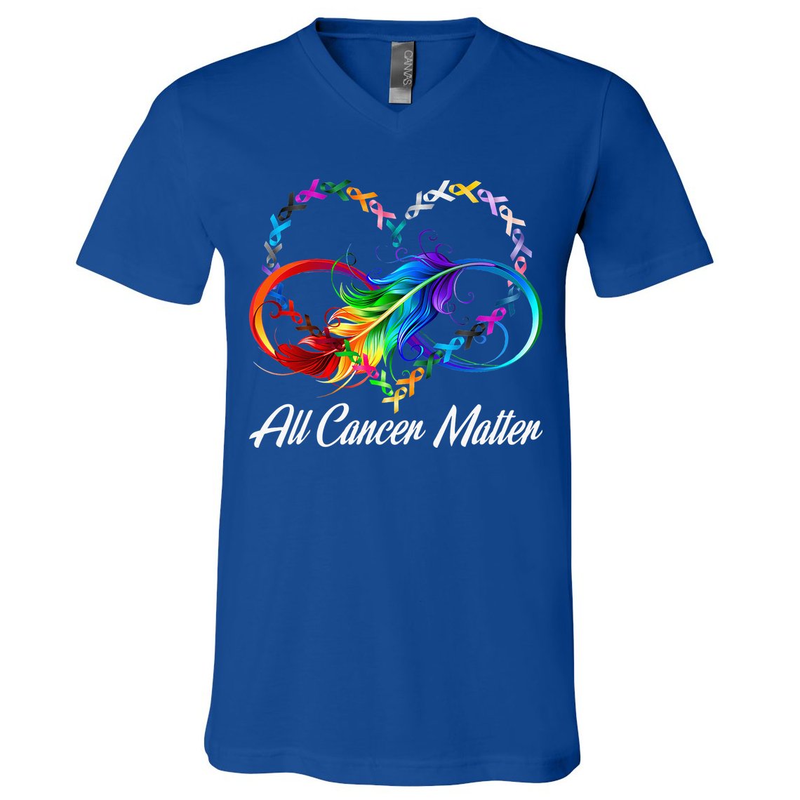 All Cancer Matters Awareness Day Heartbeat V-Neck T-Shirt