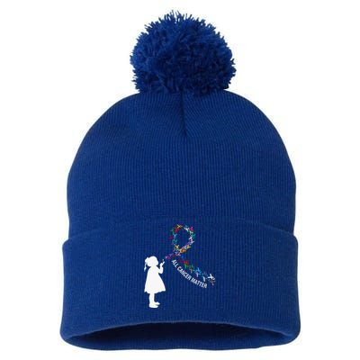 All Cancer Matters Awareness Saying World Cancer Day Pom Pom 12in Knit Beanie