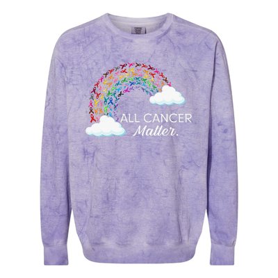 All Cancer Matter Sunflower Rainbow Ribbon Cancer Colorblast Crewneck Sweatshirt