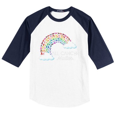 All Cancer Matter Sunflower Rainbow Ribbon Cancer Baseball Sleeve Shirt