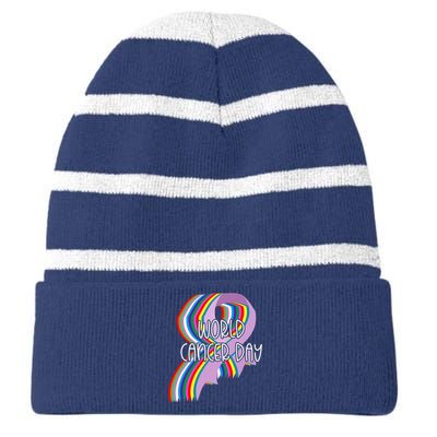 All Cancer Matters Awareness Day Ribbon Support Striped Beanie with Solid Band