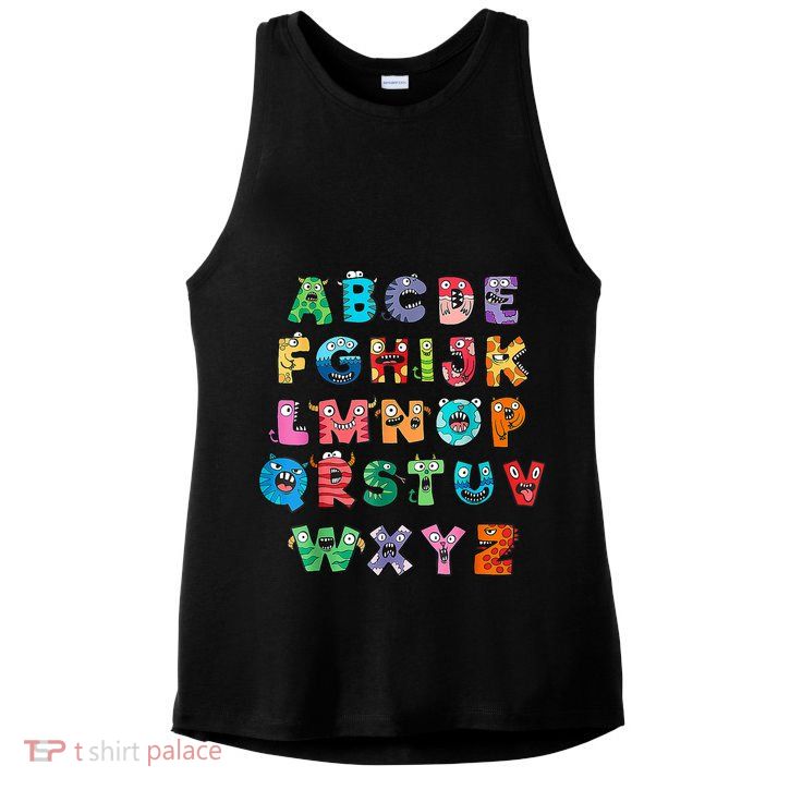 ABC Cute Monster Alphabet Halloween Teacher Costume Ladies PosiCharge Tri-Blend Wicking Tank