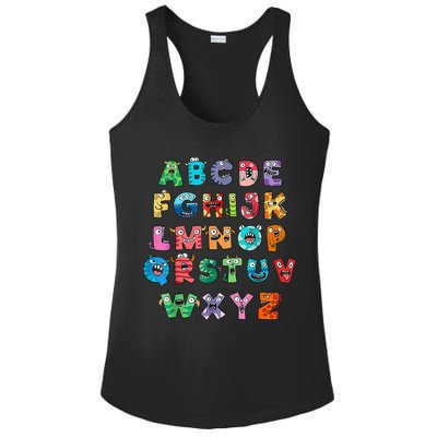 ABC Cute Monster Alphabet Halloween Teacher Costume Ladies PosiCharge Competitor Racerback Tank