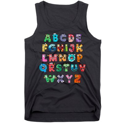 ABC Cute Monster Alphabet Halloween Teacher Costume Tank Top