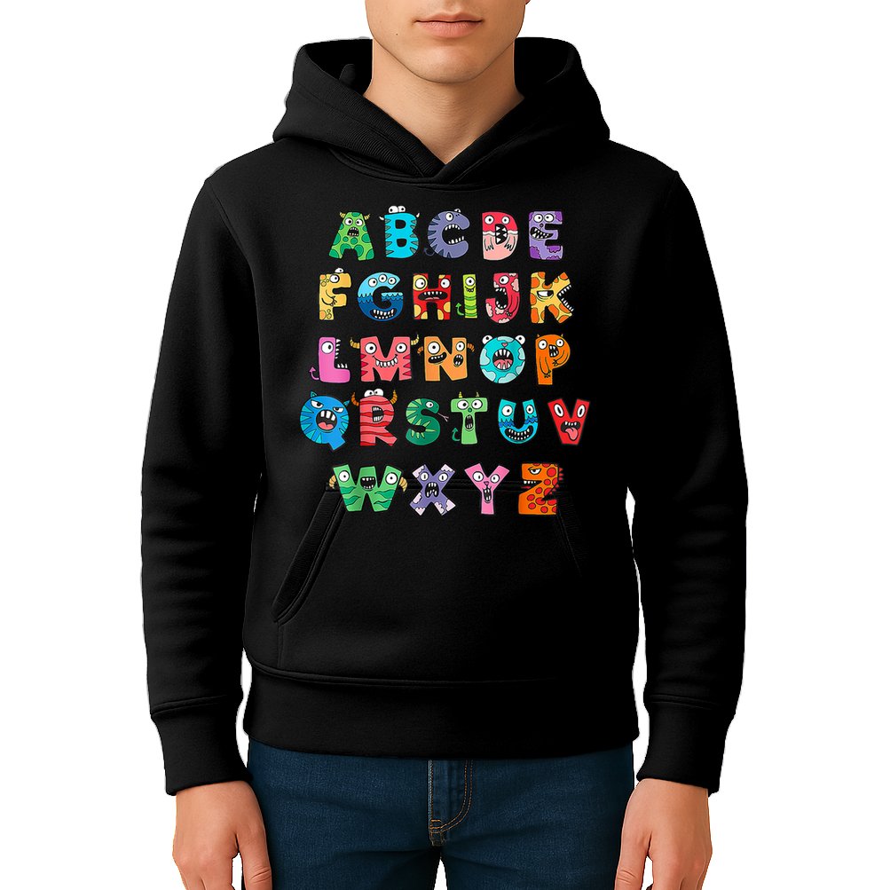 ABC Cute Monster Alphabet Halloween Teacher Costume Kids Hoodie