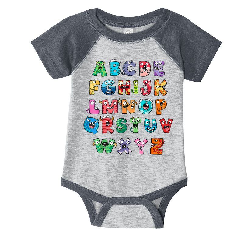 ABC Cute Monster Alphabet Halloween Teacher Costume Infant Baby Jersey Bodysuit