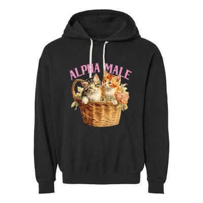 Alpha Cat Male Ironic Funny Kitten Weird Humor Kittens Garment-Dyed Fleece Hoodie