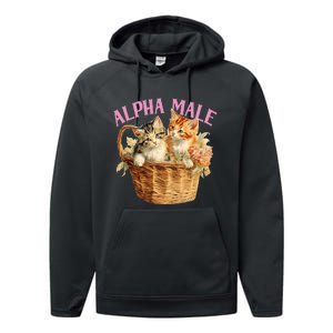 Alpha Cat Male Ironic Funny Kitten Weird Humor Kittens Performance Fleece Hoodie