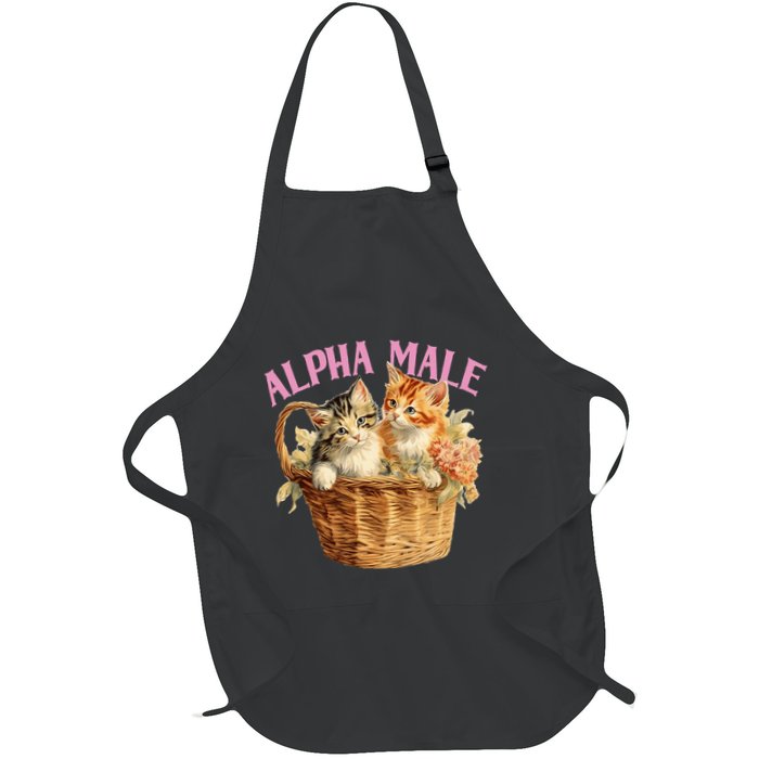 Alpha Cat Male Ironic Funny Kitten Weird Humor Kittens Full-Length Apron With Pockets
