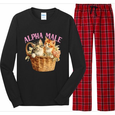 Alpha Cat Male Ironic Funny Kitten Weird Humor Kittens Long Sleeve Pajama Set