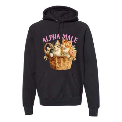 Alpha Cat Male Ironic Funny Kitten Weird Humor Kittens Premium Hoodie