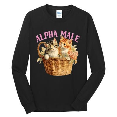 Alpha Cat Male Ironic Funny Kitten Weird Humor Kittens Tall Long Sleeve T-Shirt