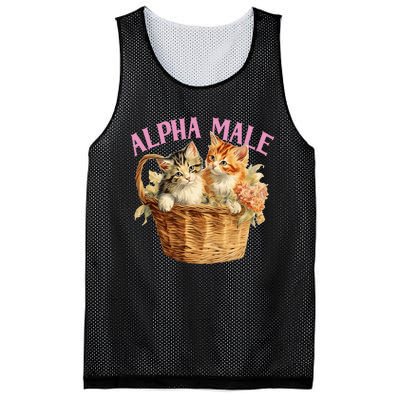 Alpha Cat Male Ironic Funny Kitten Weird Humor Kittens Mesh Reversible Basketball Jersey Tank