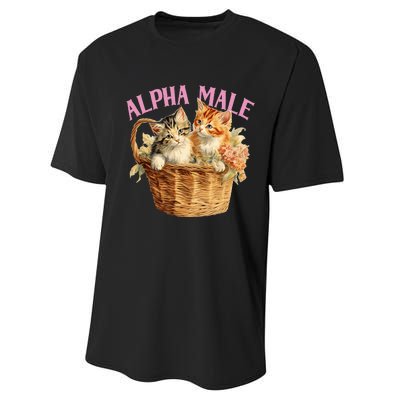 Alpha Cat Male Ironic Funny Kitten Weird Humor Kittens Performance Sprint T-Shirt