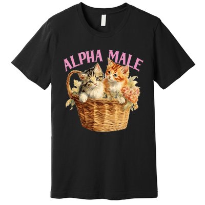 Alpha Cat Male Ironic Funny Kitten Weird Humor Kittens Premium T-Shirt