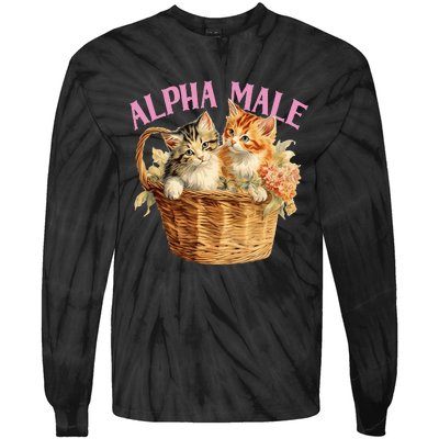 Alpha Cat Male Ironic Funny Kitten Weird Humor Kittens Tie-Dye Long Sleeve Shirt