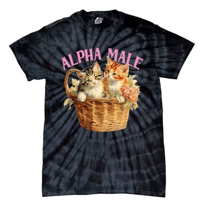 Alpha Cat Male Ironic Funny Kitten Weird Humor Kittens Tie-Dye T-Shirt