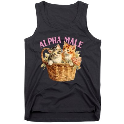 Alpha Cat Male Ironic Funny Kitten Weird Humor Kittens Tank Top