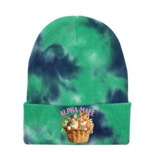 Alpha Cat Male Ironic Funny Kitten Weird Humor Kittens Tie Dye 12in Knit Beanie