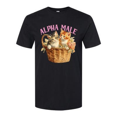 Alpha Cat Male Ironic Funny Kitten Weird Humor Kittens Softstyle CVC T-Shirt