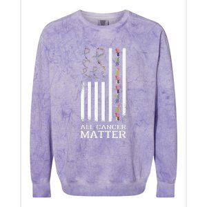 All Cancer Matters Awareness Day Ribbon Quote Colorblast Crewneck Sweatshirt