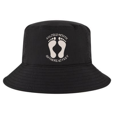 A Closed Mouth Gathers No Feet Funny Pun Corny Dad Joke Cool Comfort Performance Bucket Hat