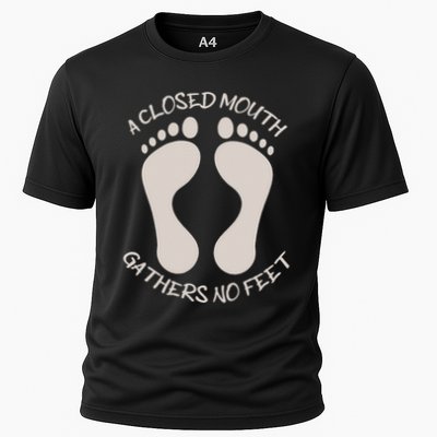 A Closed Mouth Gathers No Feet Funny Pun Corny Dad Joke Performance Shirt